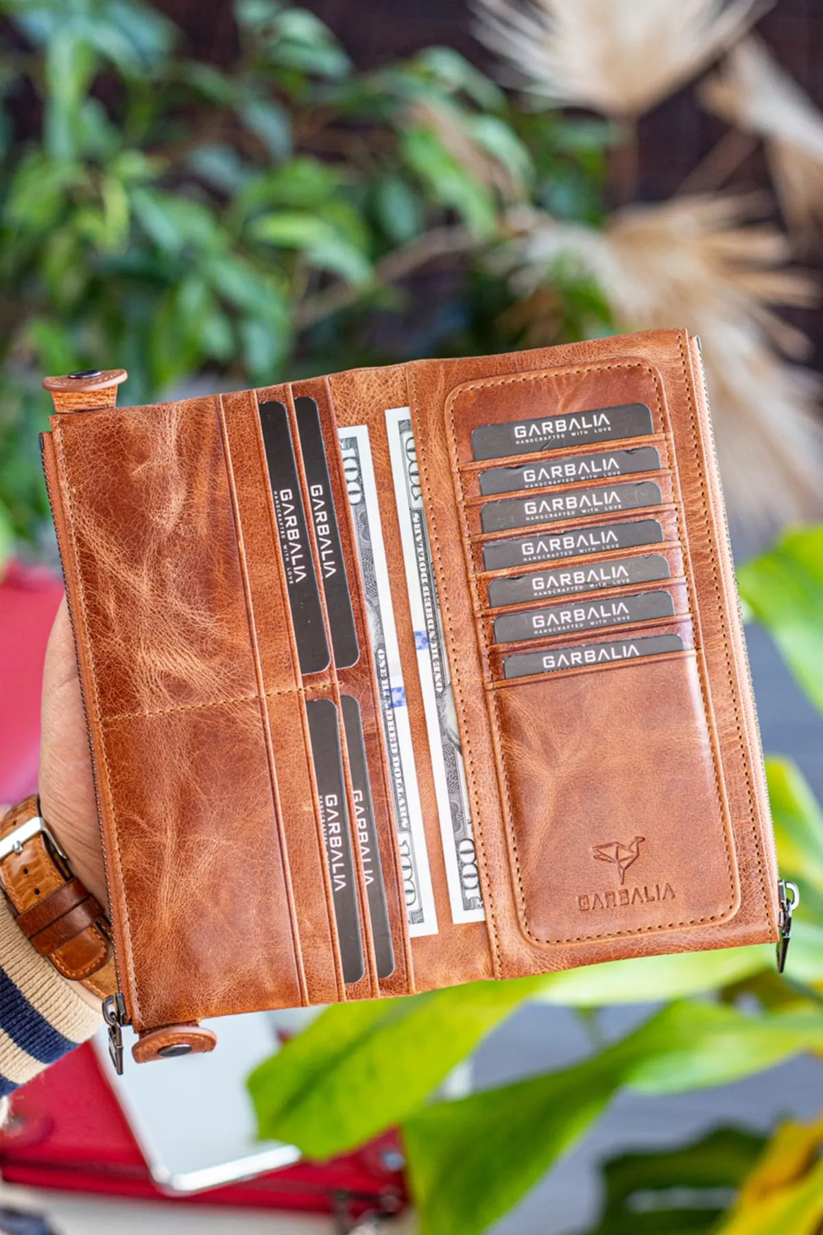 Garbalia  Unisex Tan Portfolio-Geldbörse