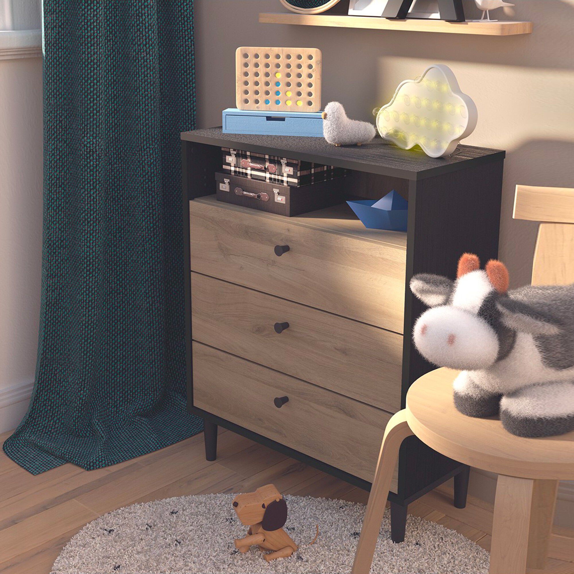 Commode HAMFIELD 3 tiroirs, 1 niche