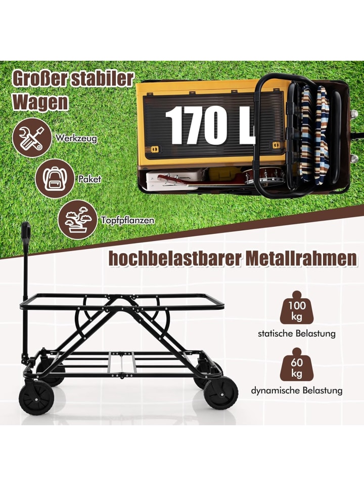 COSTWAY Bollerwagen faltbar in Braun günstig kaufen onesize