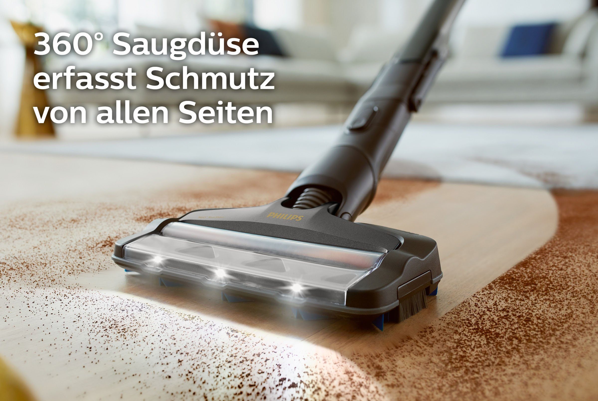 Philips Nass-Trocken-Akkusauger XC8347/01 SpeedPro Max Aqua Plus, beutellos, mit 80 Minuten Laufzeit, Wischfunktion und 360°-Saugdüse