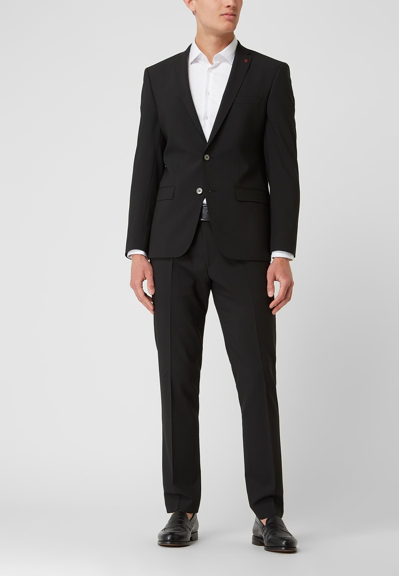 Slim Fit Anzug mit 2-Knopf-Sakko in schwarz
