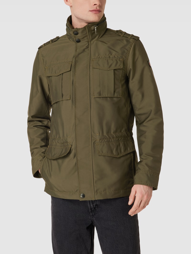 Funktionsjacke mit Stehkragen in olivgrün