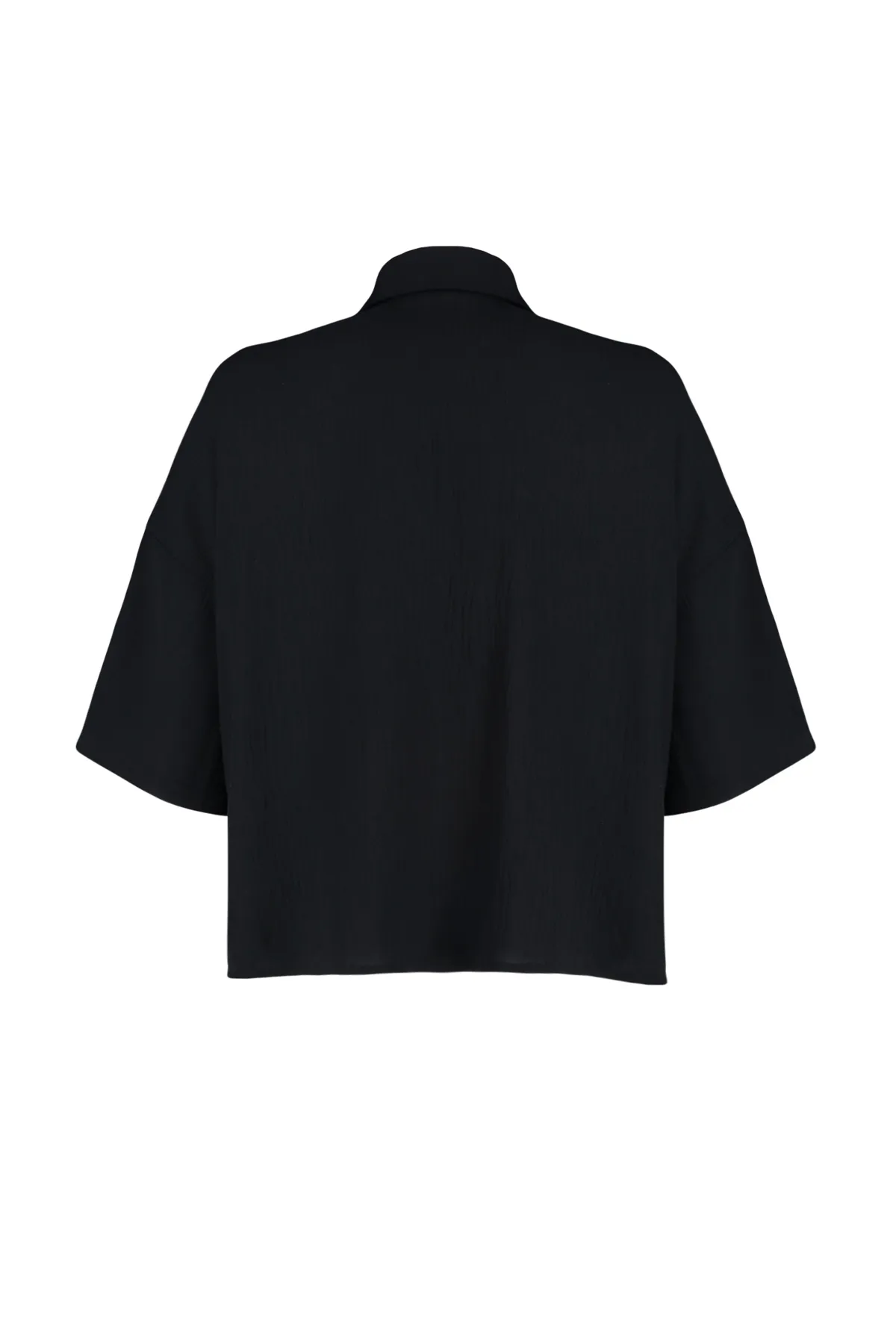 Trendyol Collection  Übergroßes schwarzes Hemd mit Fakirärmeln – weite Passform, gewebt, TWOSS20GO0381