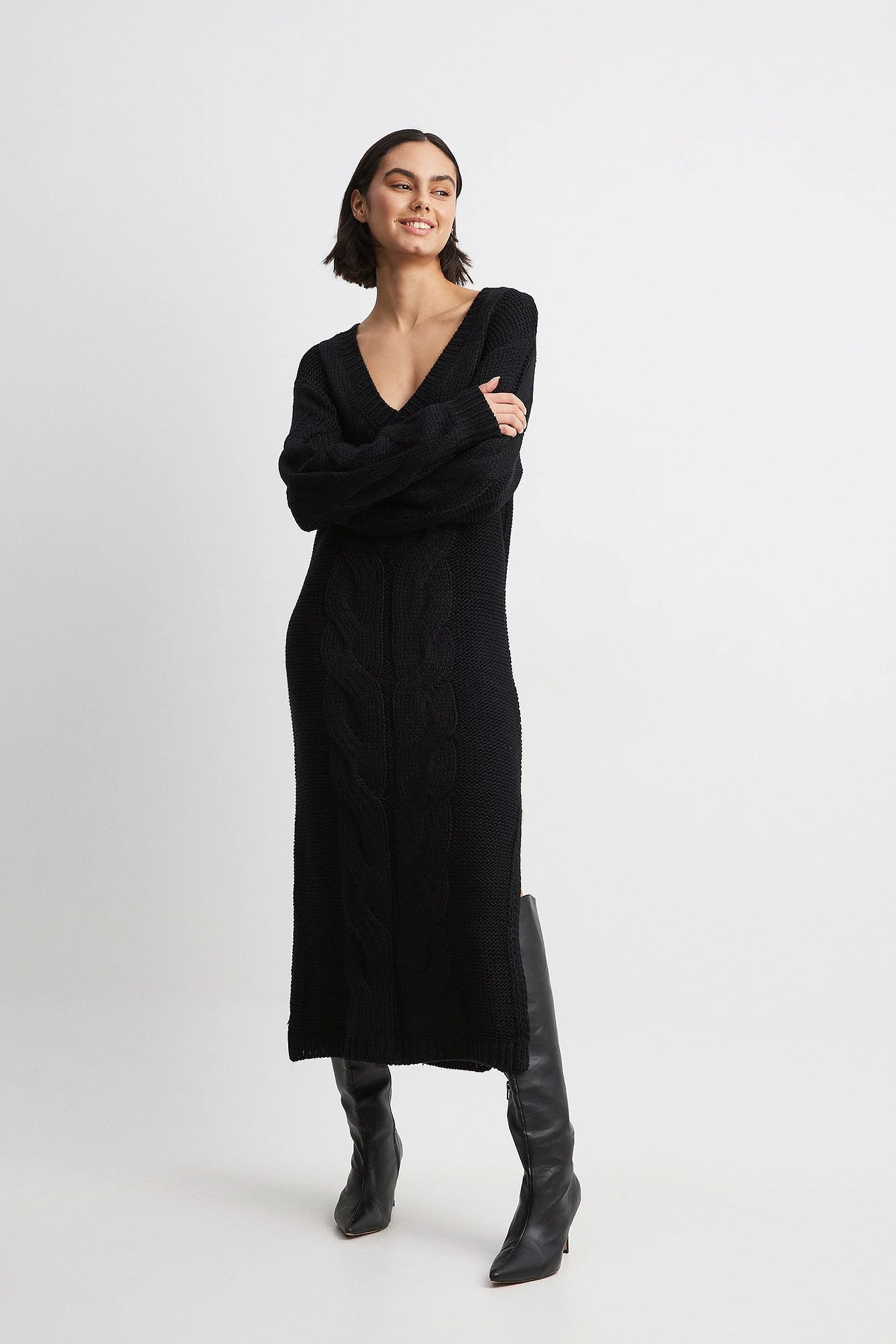 Midikleid mit Zopfmuster