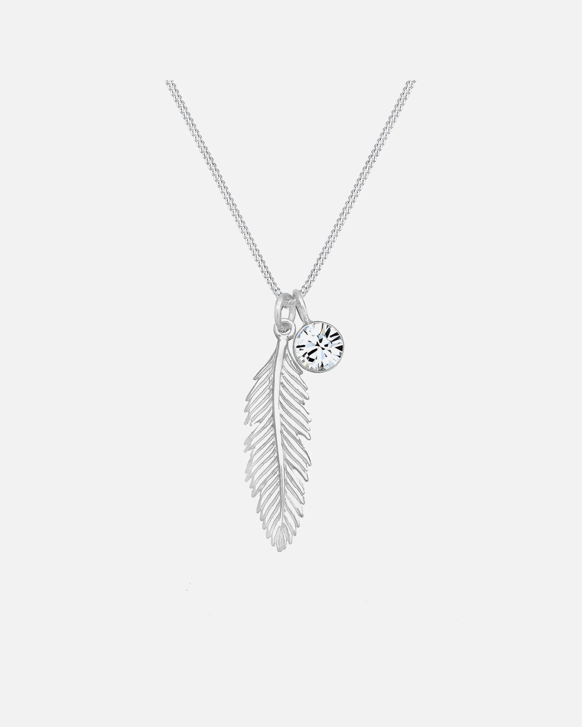Elli Women's Boho Feather Pendant with Crystal in 925 Sterling Silver