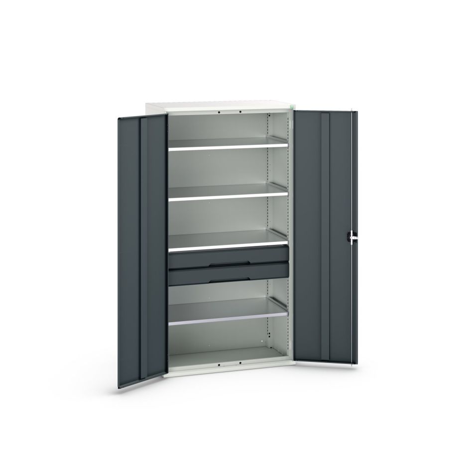 Bott 16926574.19 Verso Systemschrank 1050x550x2000mm 4 Einlegeböden 2 Schubladen 1 perforierte Rückwand RAL 7016