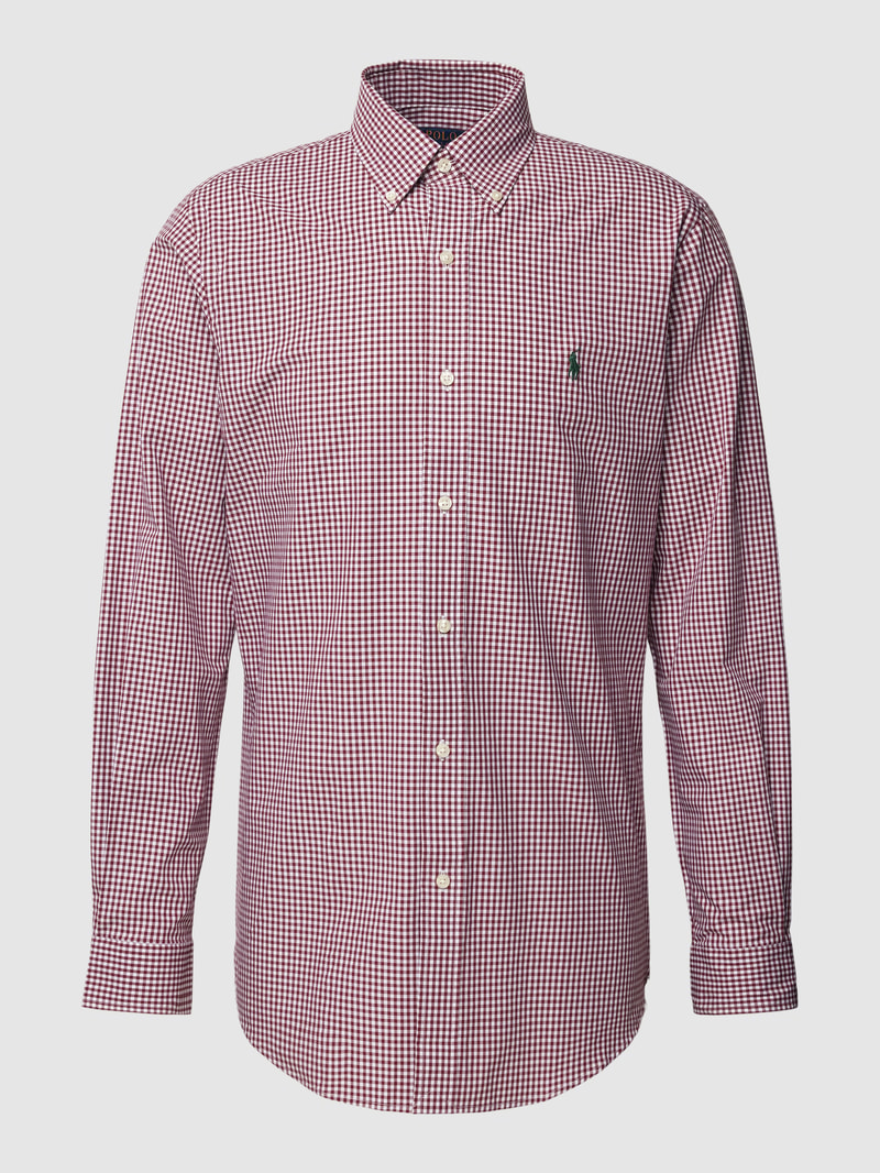 Slim Fit Freizeithemd mit Vichy-Karo in bordeaux rot