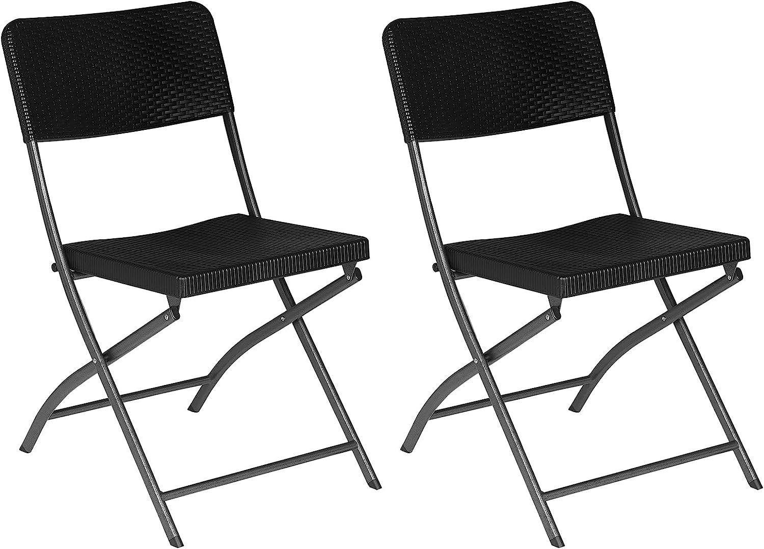 EUGAD Klappstuhl (2 St), Gartenstuhl Campingstuhl HDPE,59 x 81 x 46 cm,Schwarz