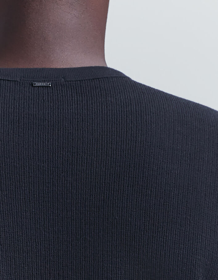 T-shirt noir bio maille reliefée Homme