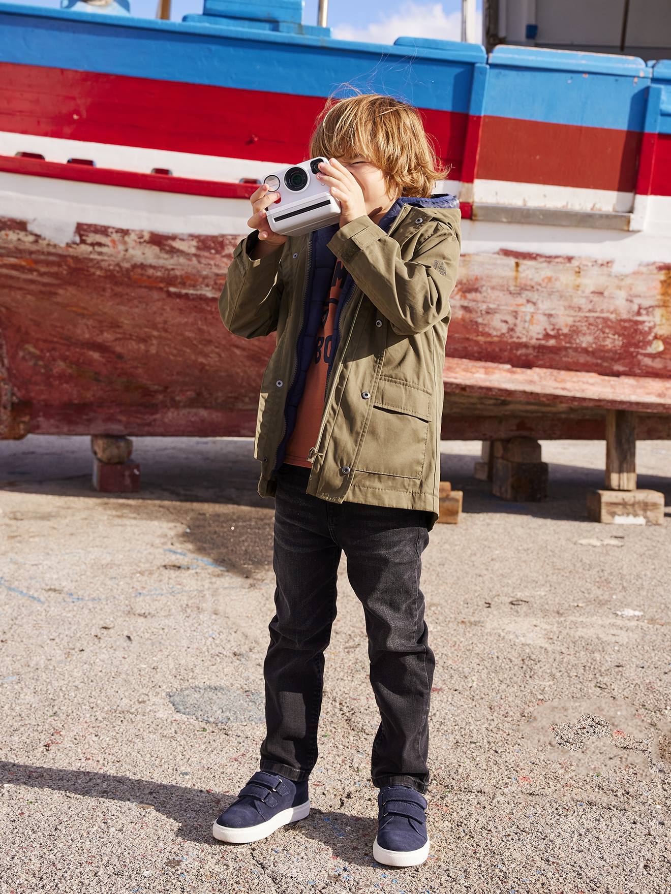 Parka 3 en 1 garçon mi-saison bleu grisé