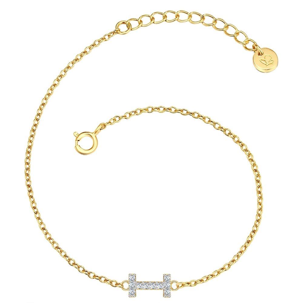 Glanzstücke München Bracelet en argent Lettre I Argent sterling Oxyde de zirconium (CZ) en Or jaune Bracelet