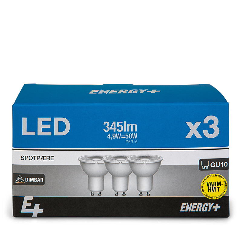 Energy Spotpære LED 345 lm 3-pk Dimbar, GU10