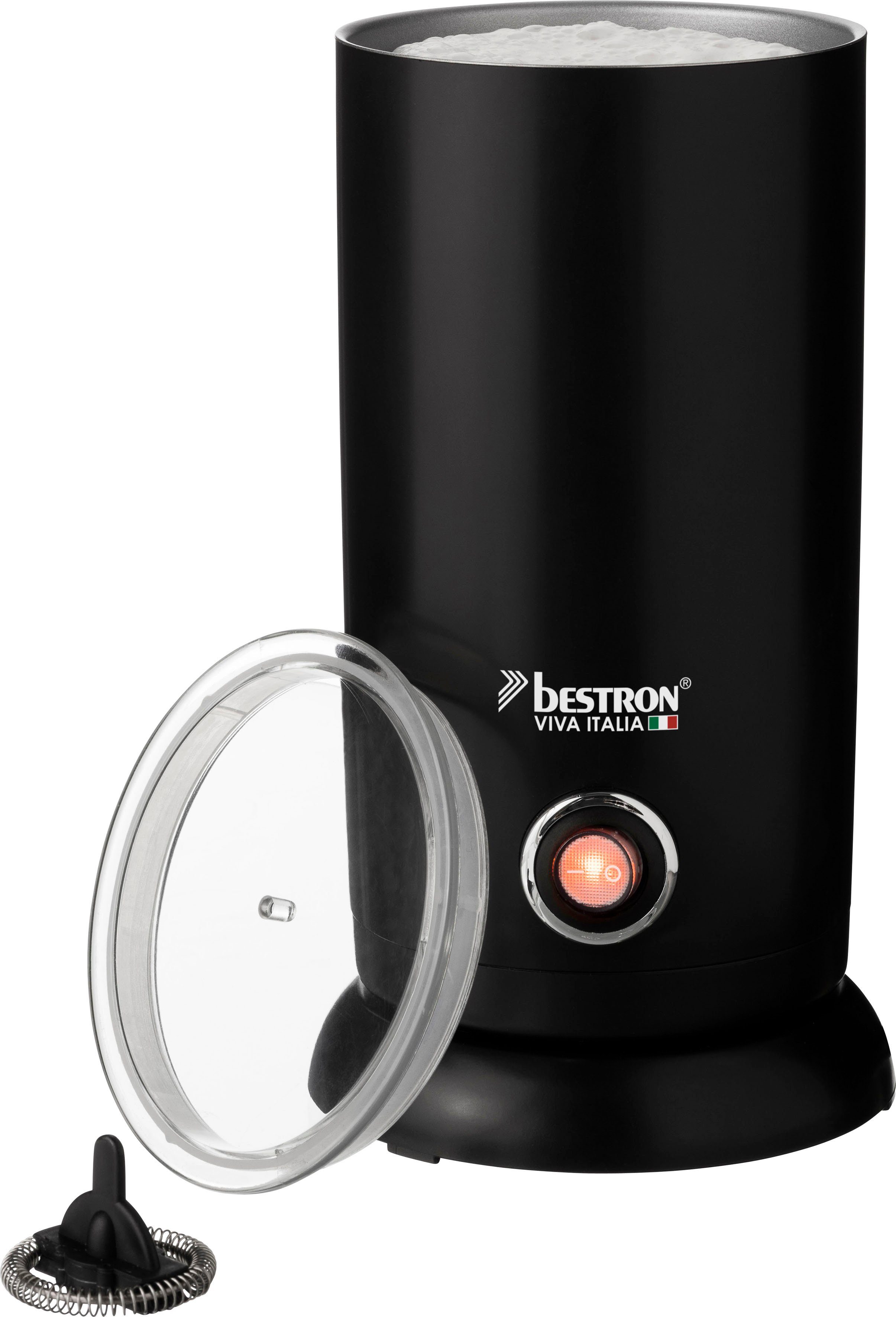 bestron Milchaufschäumer Viva Italia, 550 W, Kabellos, 300 ml, Farbe: Schwarz