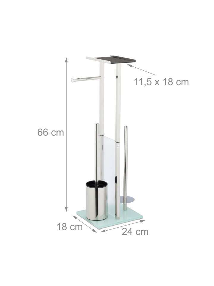 relaxdays WC Garnitur in Silber - (B)24 x (H)66 x (T)18 cm günstig kaufen onesize