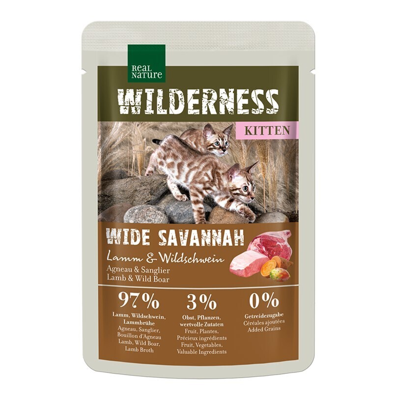 REAL NATURE Nassfutter REAL NATURE WILDERNESS Kitten 12x85g Wide Savannah Lamm & Wildschwein