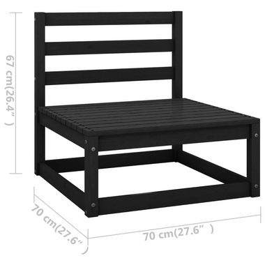 vidaXL Loungesofa Outdoor-Sofa 4-Sitzer Schwarz Massivholz Kiefer, 1 Teile