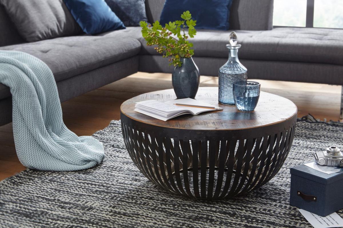Wohnling Couchtisch NISHA 70x33x70 cm Holz / Metall