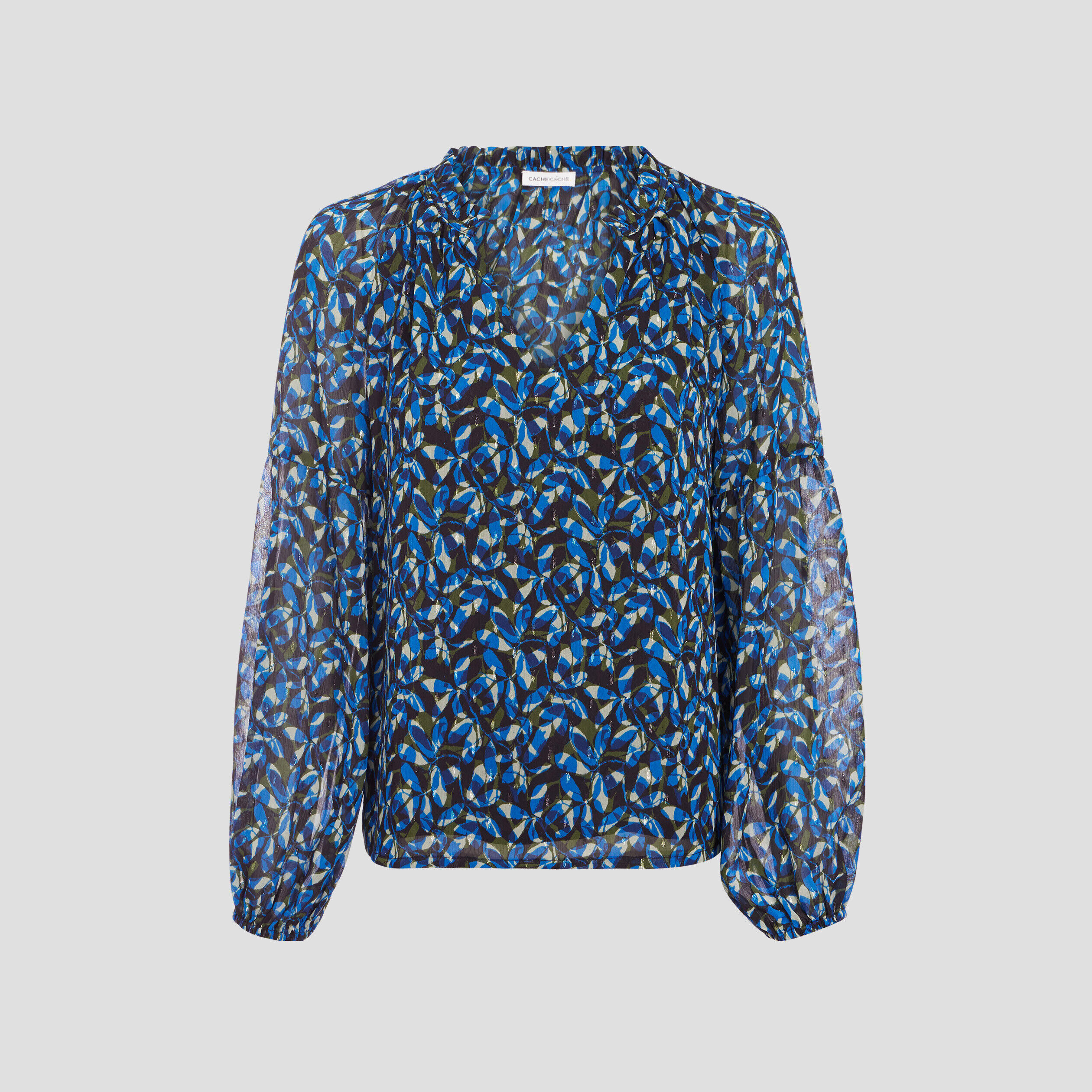 Blouse manches longues vert kaki femme | Cache Cache