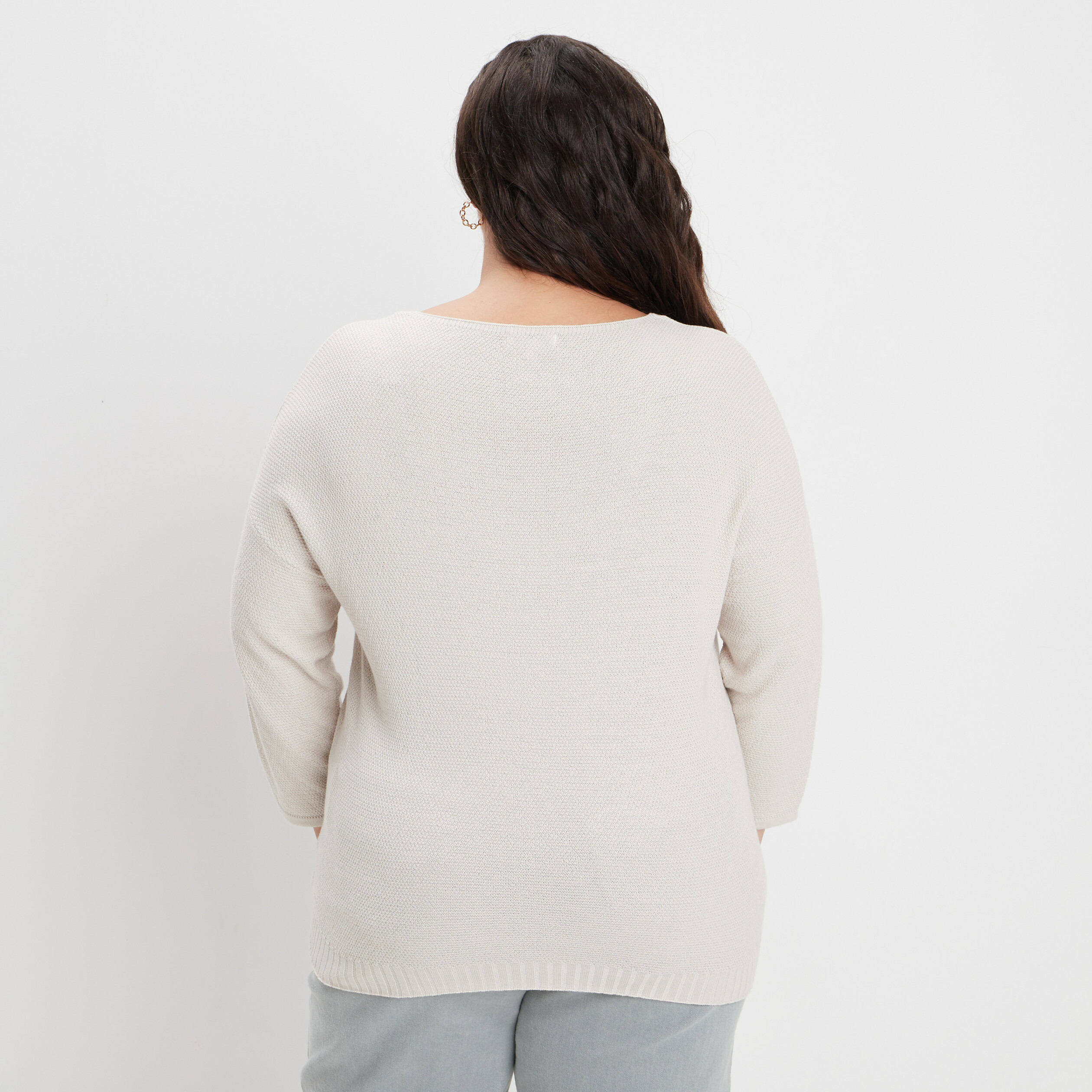 Pull manches 3 4 sable femme grande taille | La Halle