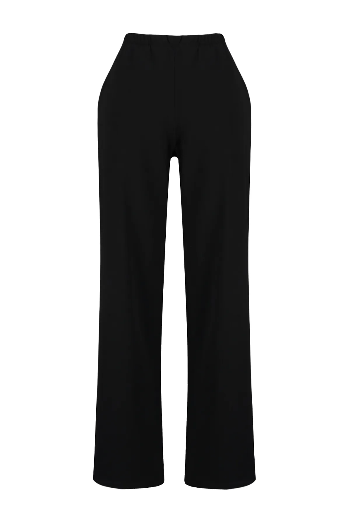 Trendyol Collection  Schwarzes Set aus Oberteil und Unterteil aus 100 % Baumwolle mit weitem Bein und ohne Ärmel TWOSS24AU00062