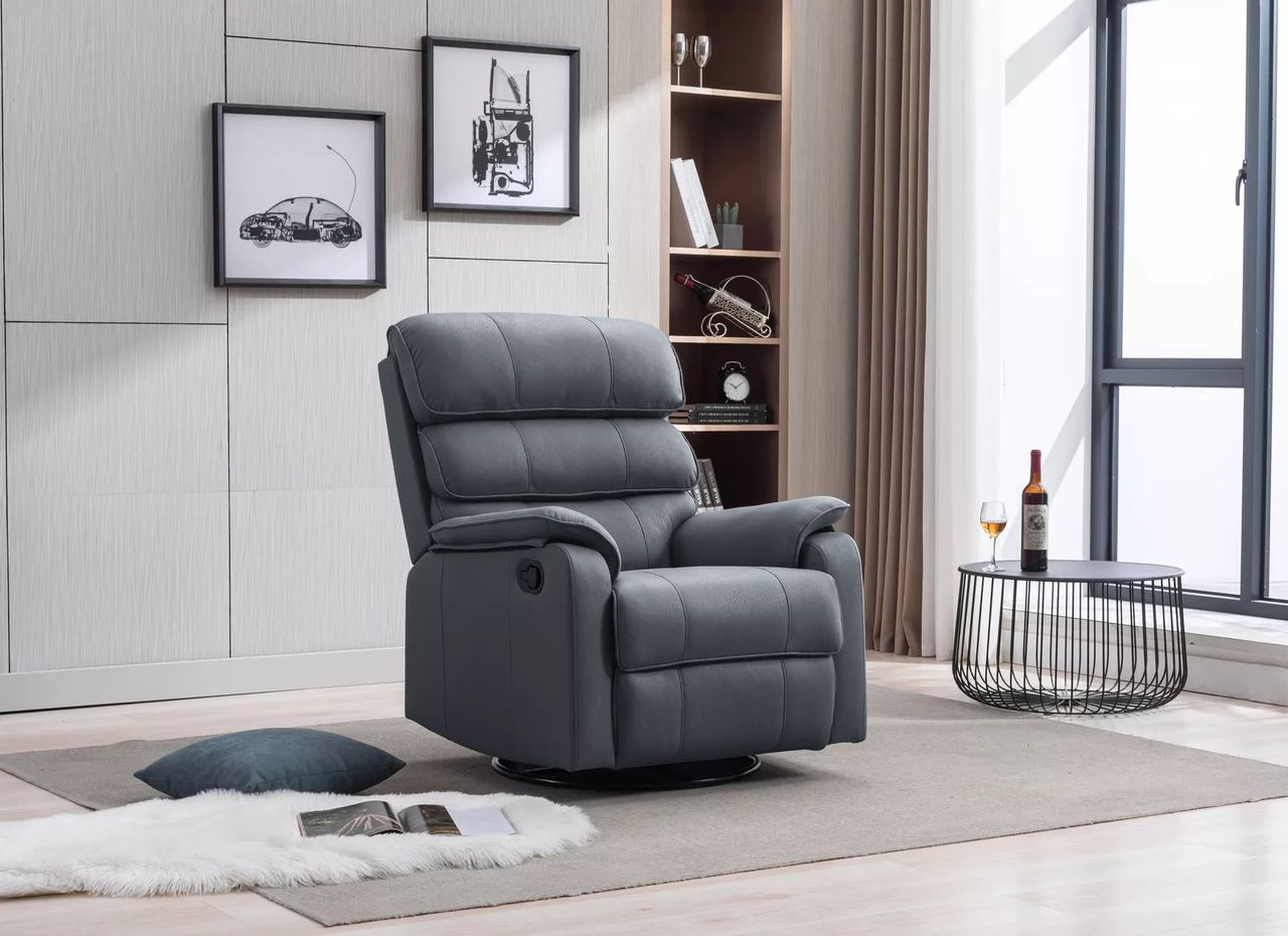 Happy Home Happy Home TV Sessel mit verstellbarer Relaxfunktion & 360° Grad Dreh- und Schaukelfunktion grau