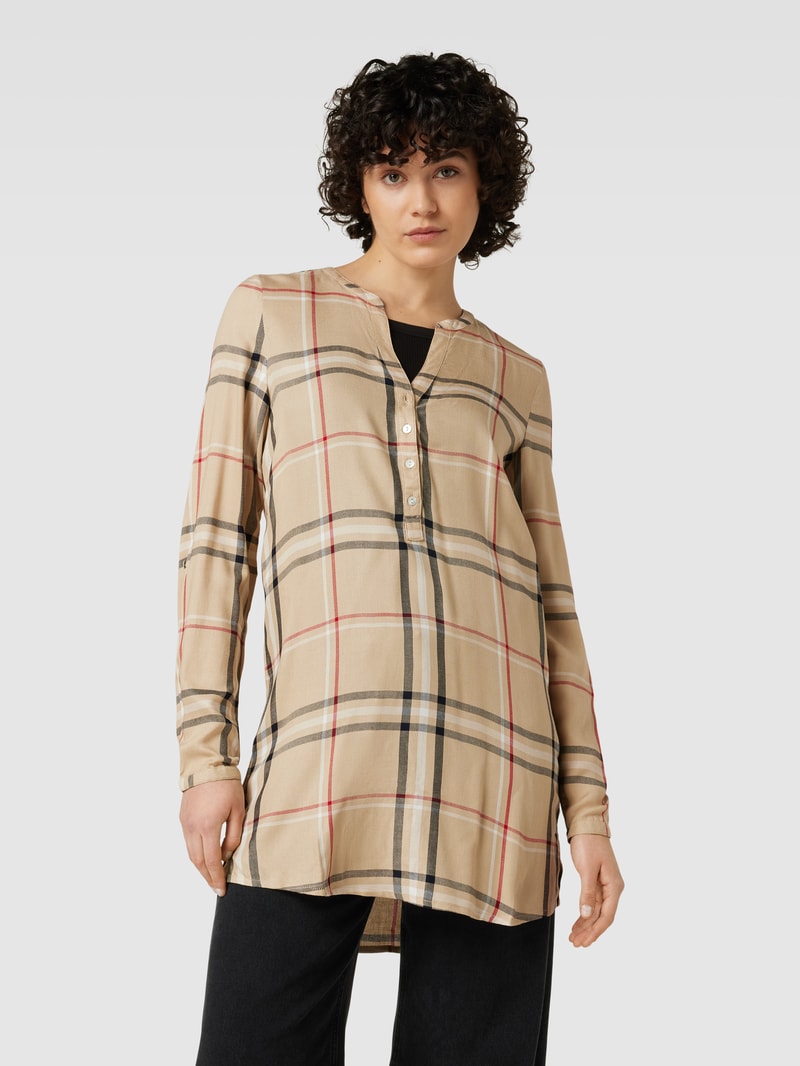 Bluse mit Tunikakragen in beige