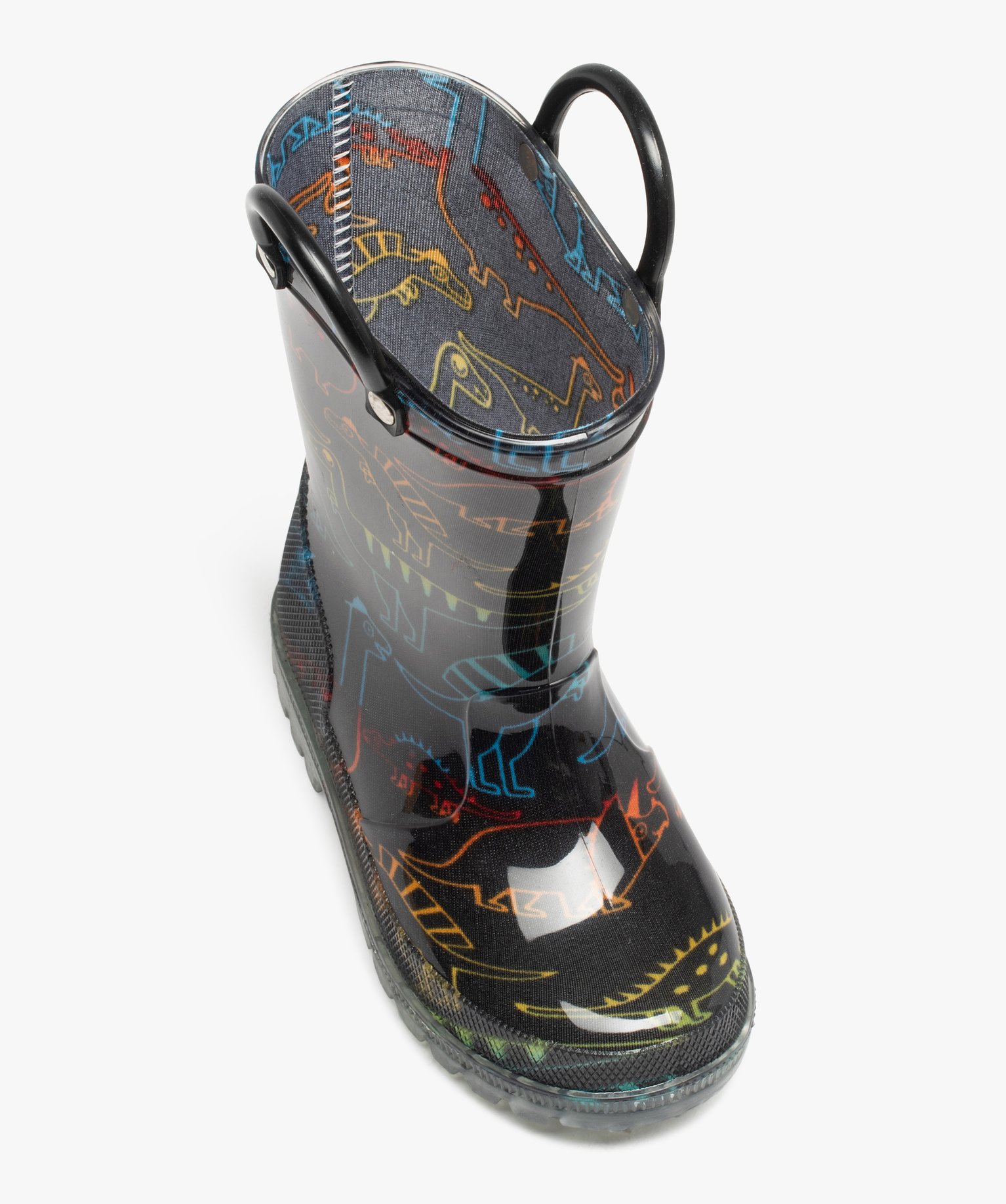 Bottes de pluie Garçon à motifs dinosaures avec anses noir | GEMO