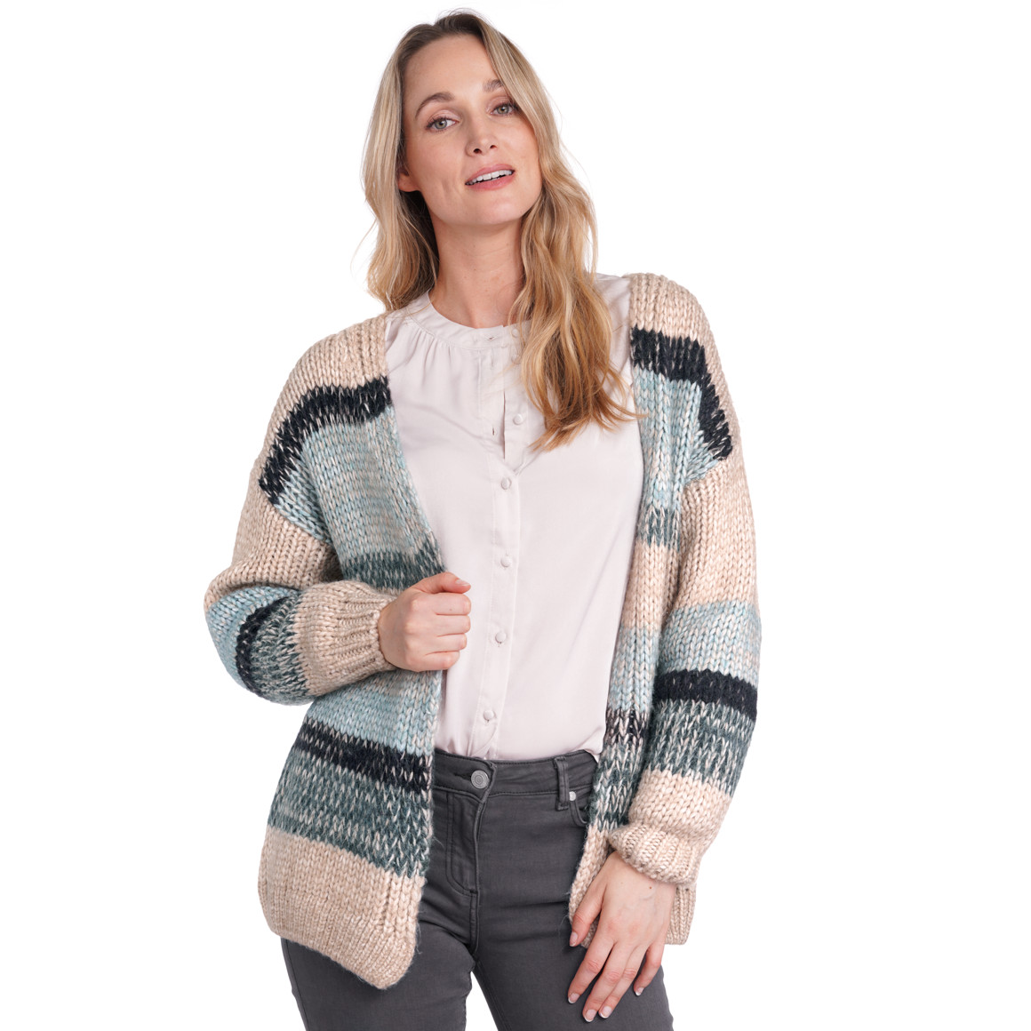 Damen Strickjacke im Streifen-Look