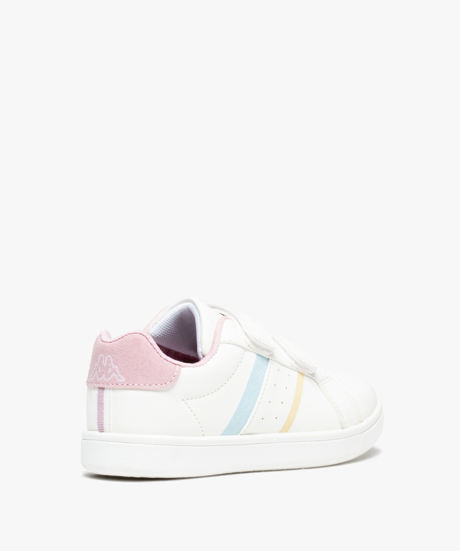 Baskets fille unies à bandes colorées et à scratch - Kappa blanc | GEMO
