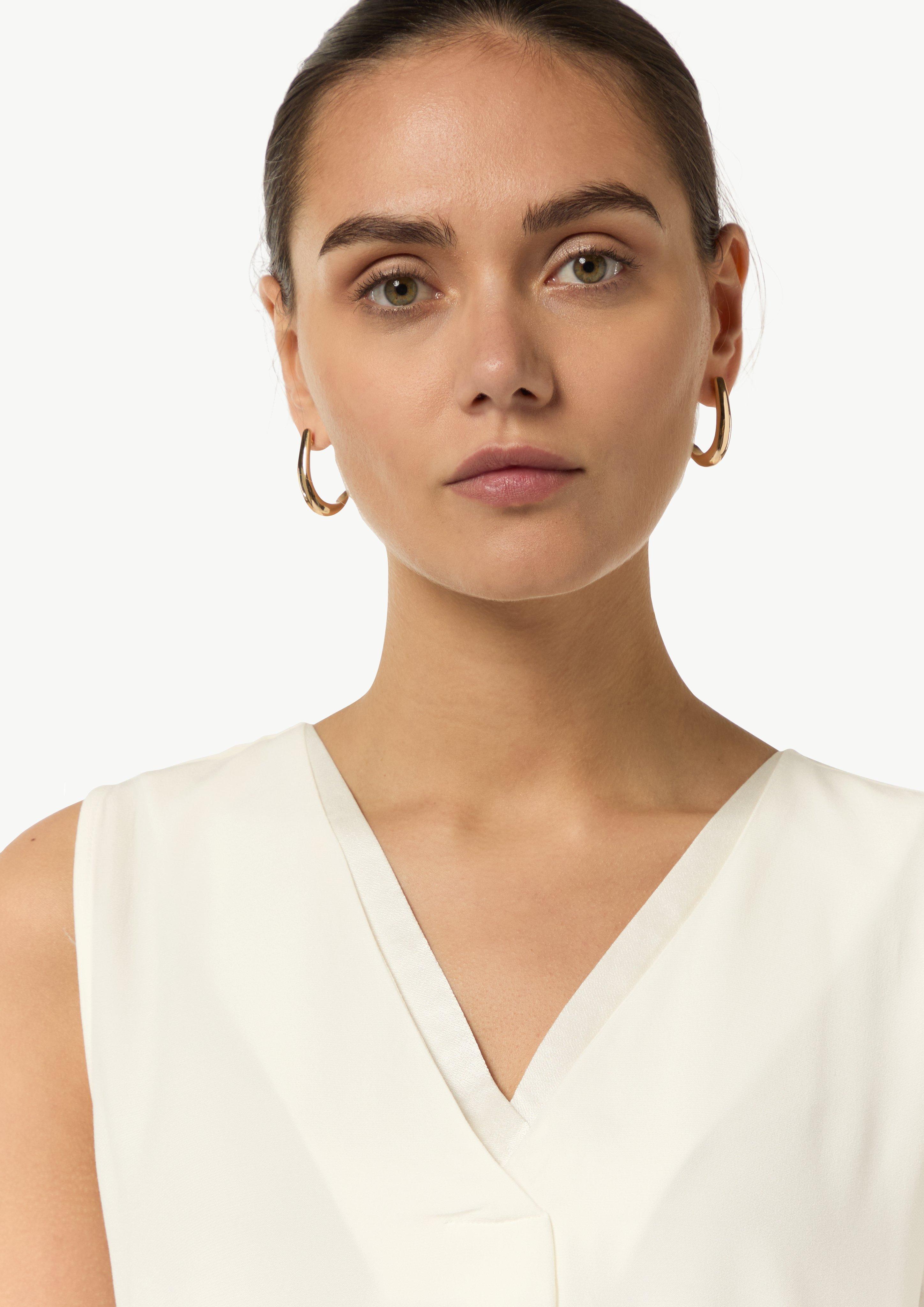 V-Neck-Top aus Crêpe - weiß