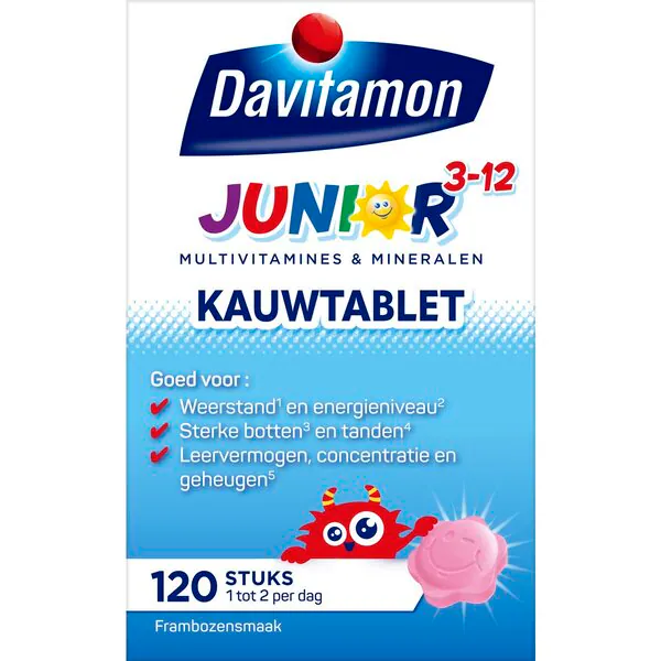 Davitamon Junior 3 Compresse masticabili al lampone, 120 pezzi