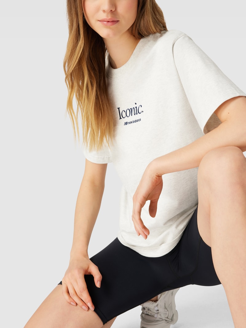 T-Shirt mit Rundhalsausschnitt Modell 'Athletics' in hellgrau meliert