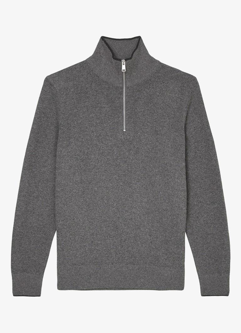 Marc O'Polo Fine-knit pullover in virgin wool blend with half zip