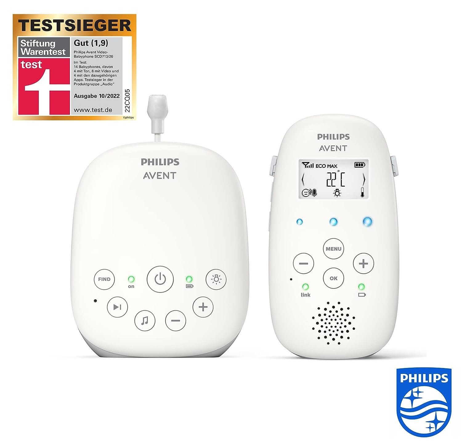 Philips Babyphone Kinderkamera, Baby Kamera, Babyphone, DECT-Technologie, Eco-Mode, Nachtsicht,300m Reichweite,Strahlungsarm, Audio-Überwachung, Mikrofon, Babykamera mit Monitor, Video Kamera, Halterung, Philips Avent, Babyphone mit kamera, Camera ba