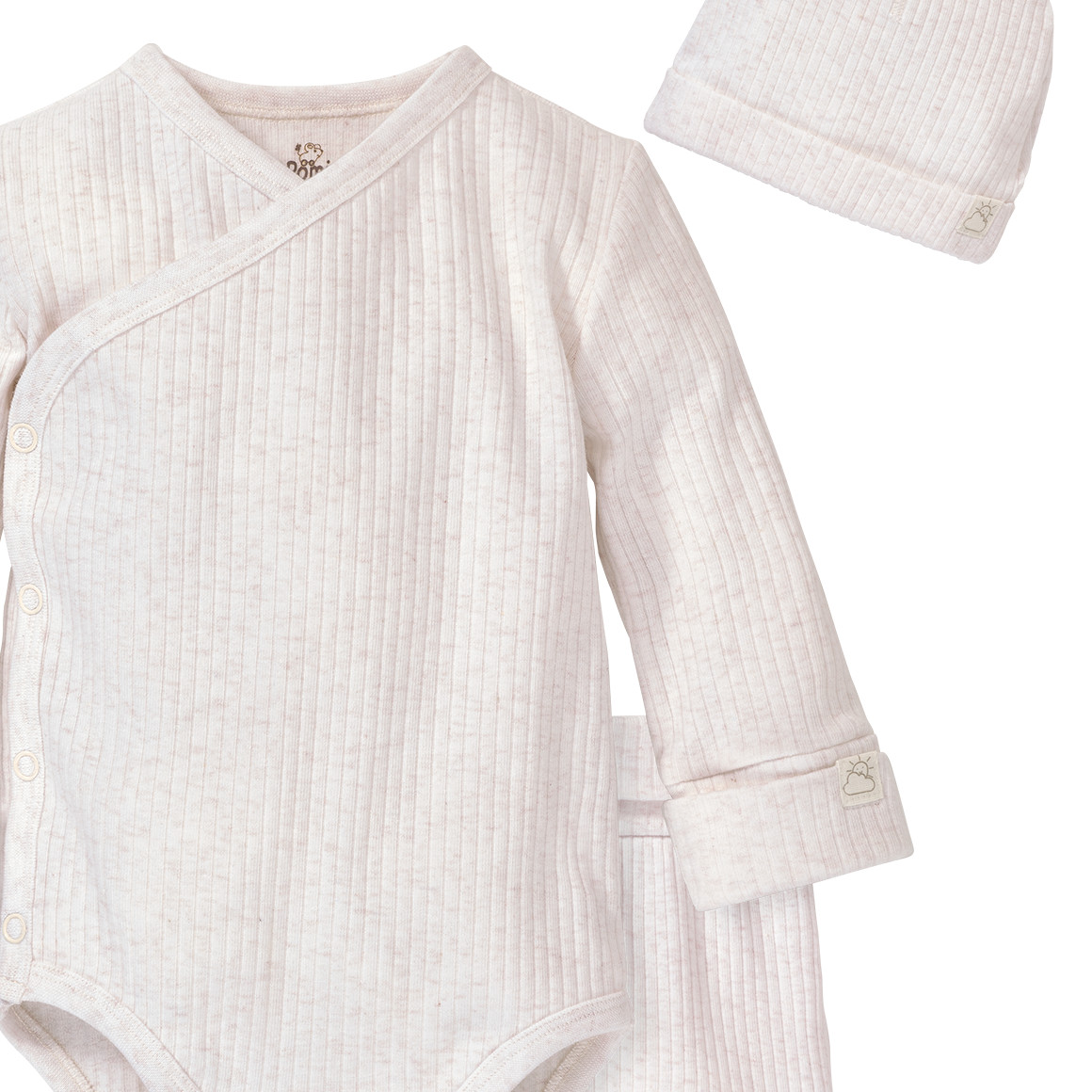 Newborn Wickelbody, Leggings und Mütze