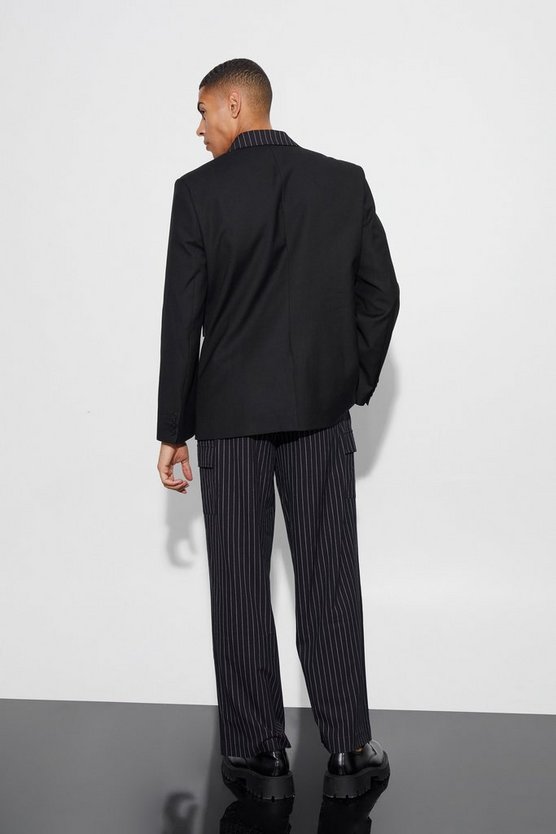 Pinstripe Overlay Oversized Blazer