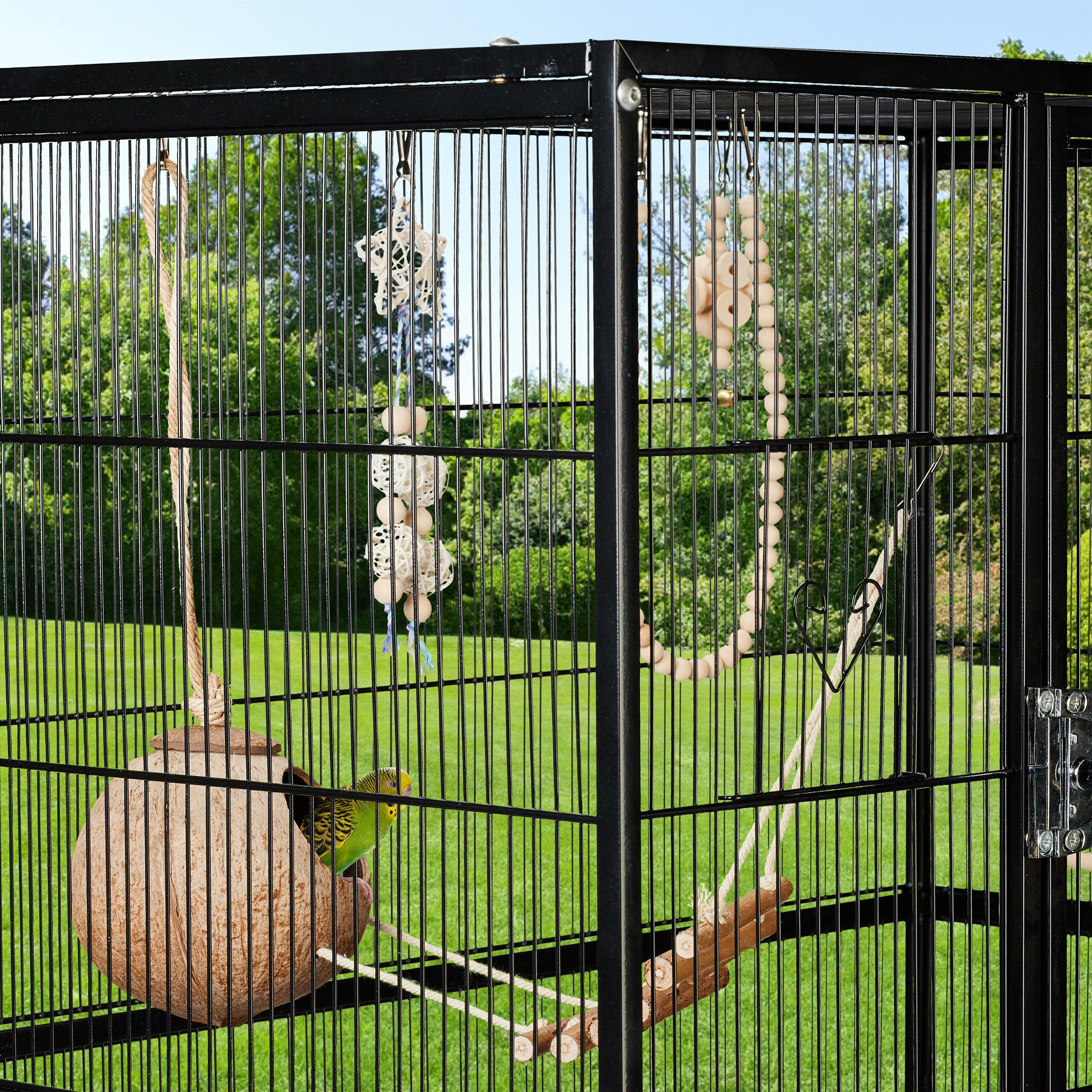 relaxdays Vogelspielplatz 7-teiliges Vogelspielzeug