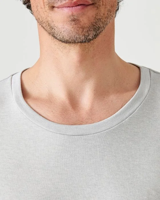 T-shirt col rond fine côte, manches courtes Thermolactyl