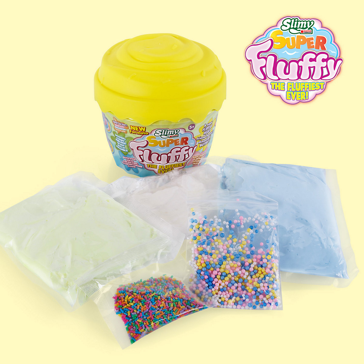 SLIMY® Super Fluffy 300g Spielmasse im Cup Cake-Becher - der flaumigste Original Slimy Slime, lustig duftende Schleim Knete für Kinder