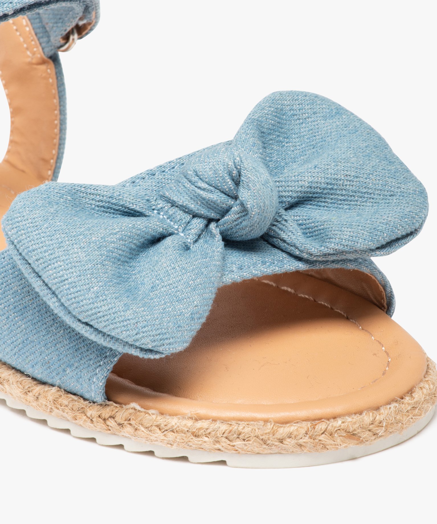 Sandales filles à brides en denim avec n?ud décoratif bleu | GEMO