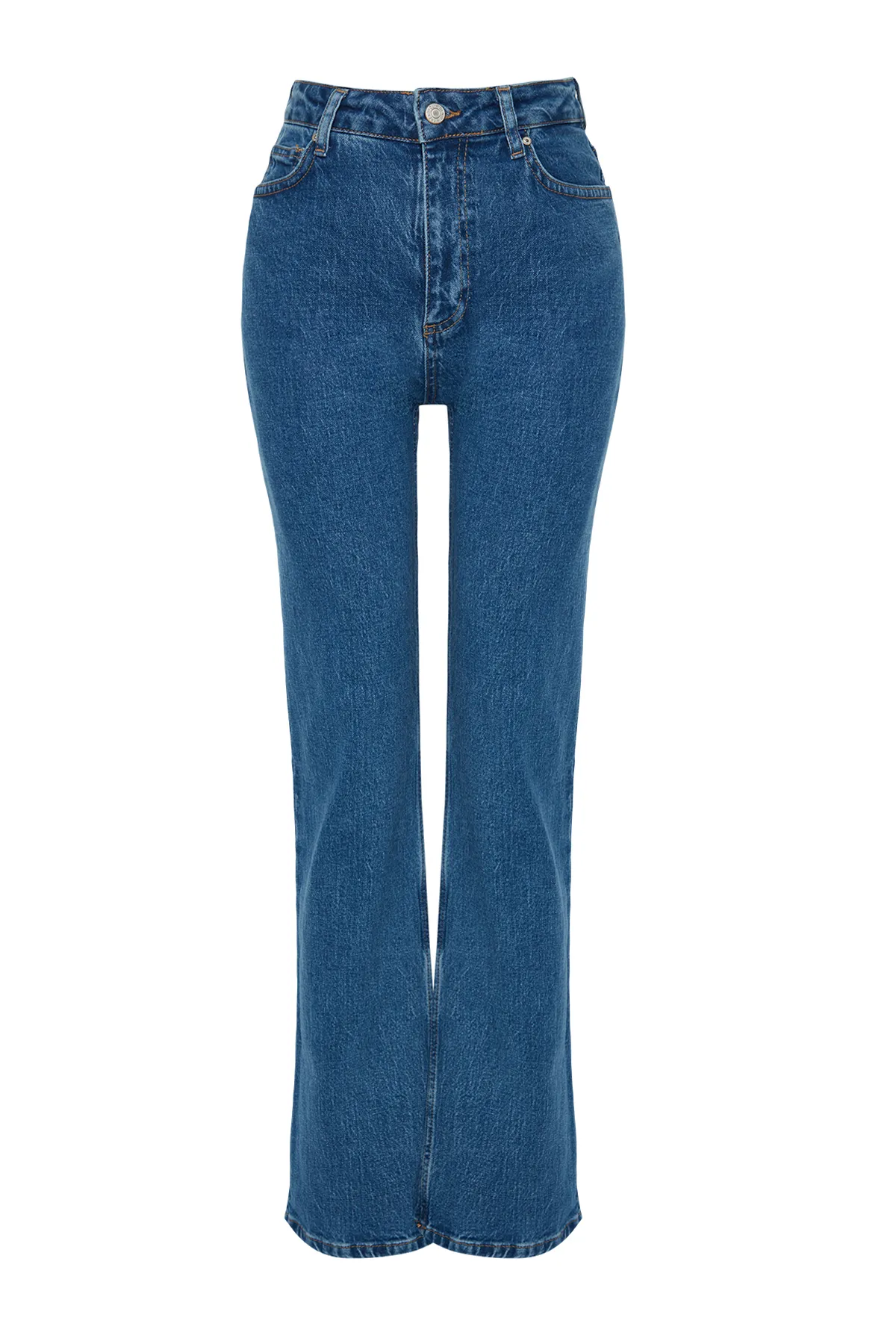 Trendyol Collection  Blaue bequeme Jeans mit hoher Taille und weitem Bein TWOAW24JE00069