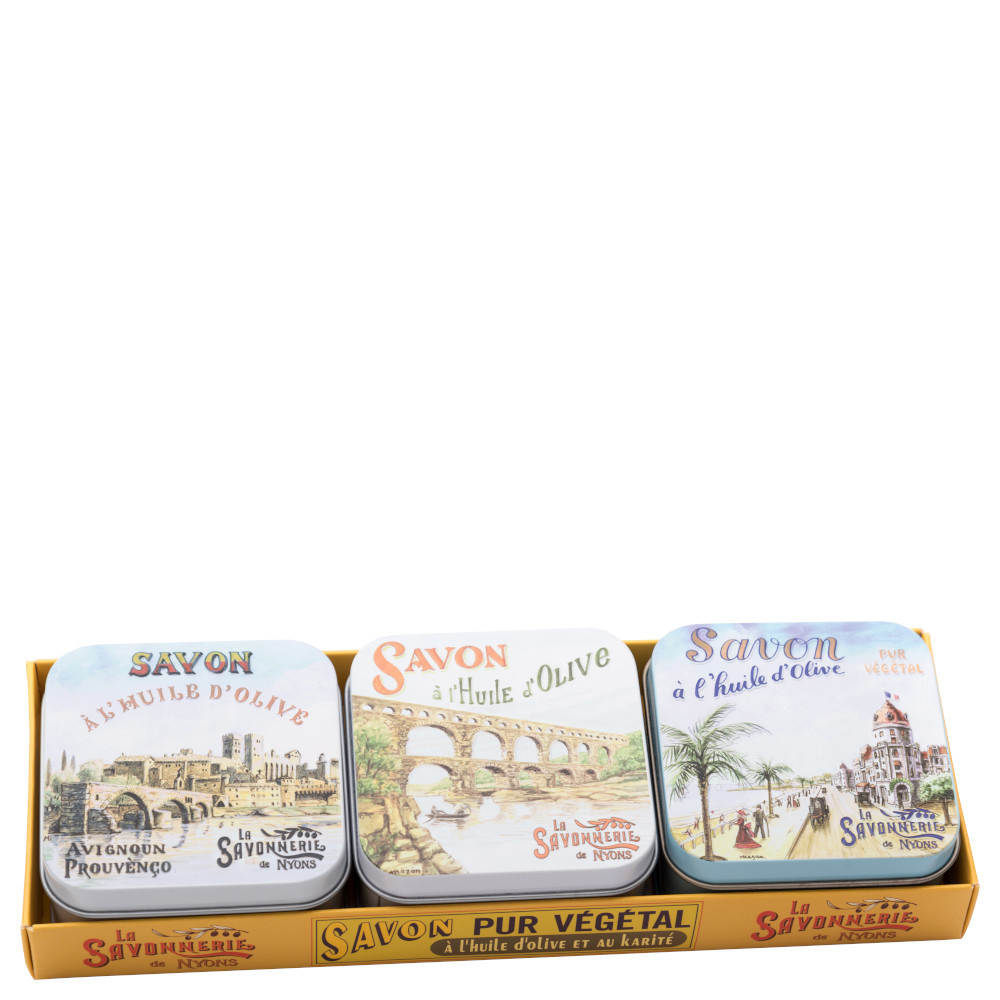 La savonnerie de nyons Lot de 3 Boîtes à Savon Lavande 100g Vues du Sud Savon