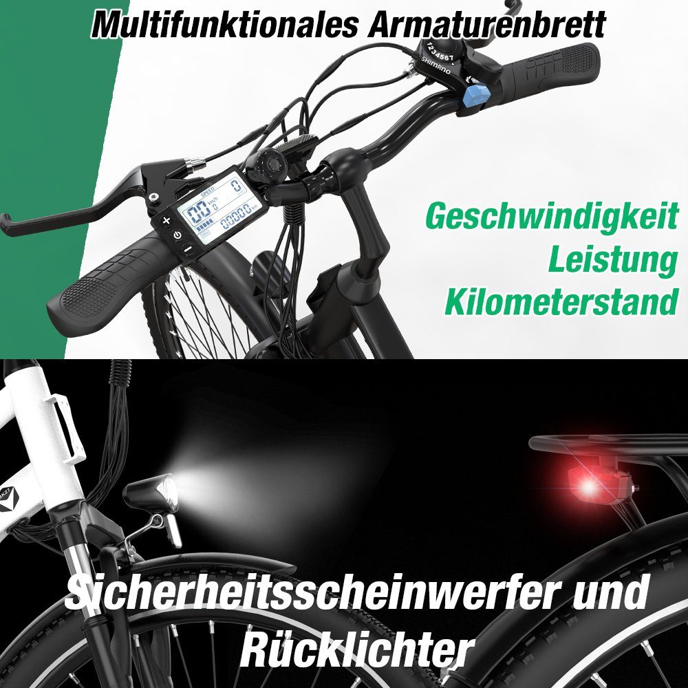 RCB E-Bike COLORWAY 28 ZOLL, 7 Gang, 250W Heckmotor, MTB abnehmbarer Akku, Doppelscheibenbremse, Shimano 7Gang StVZO