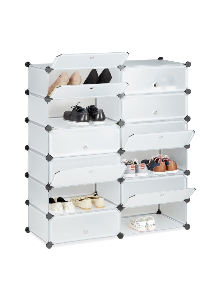 relaxdays Schuhschrank in Transparent - (B)94 x (H)108 x (T)37 cm günstig kaufen onesize
