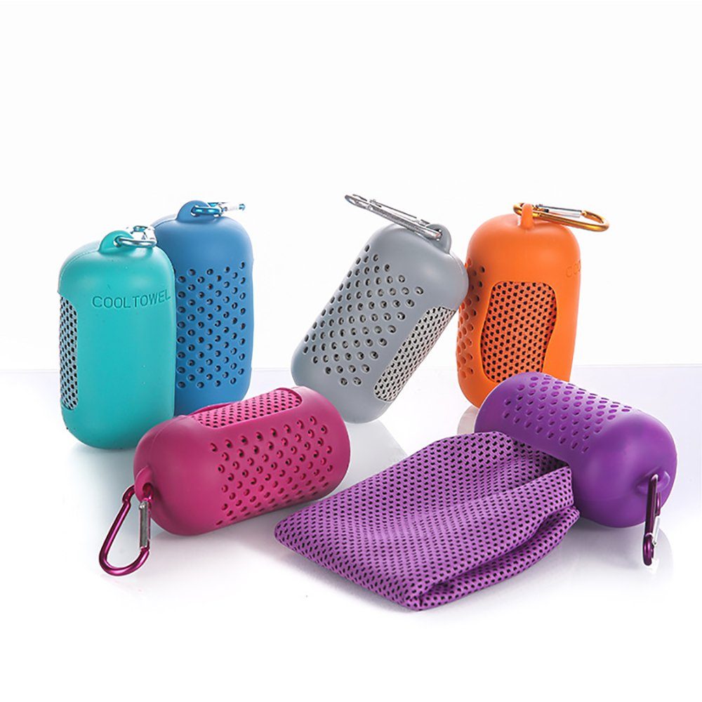 Deliana.home Sporthandtuch Sporthandtuch Outdoor Fitness Kühlhandtuch Schnell trocknendes, kühlendes Eishandtuch, verstaubares Handtuch, Silikon-Schutzhülle