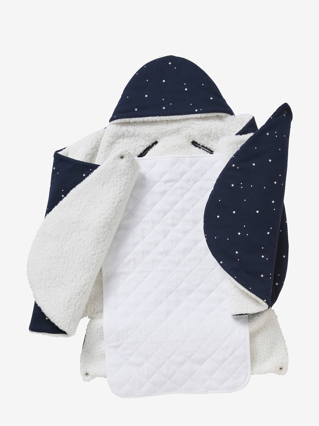 Nid d'ange transformable en molleton marine étoiles