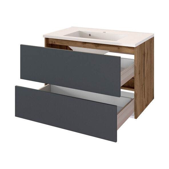 Waschtisch Lincoln, 80 cm, matt grau/wotaneiche