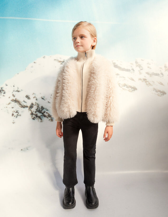 Veste beige bi-matière fille
