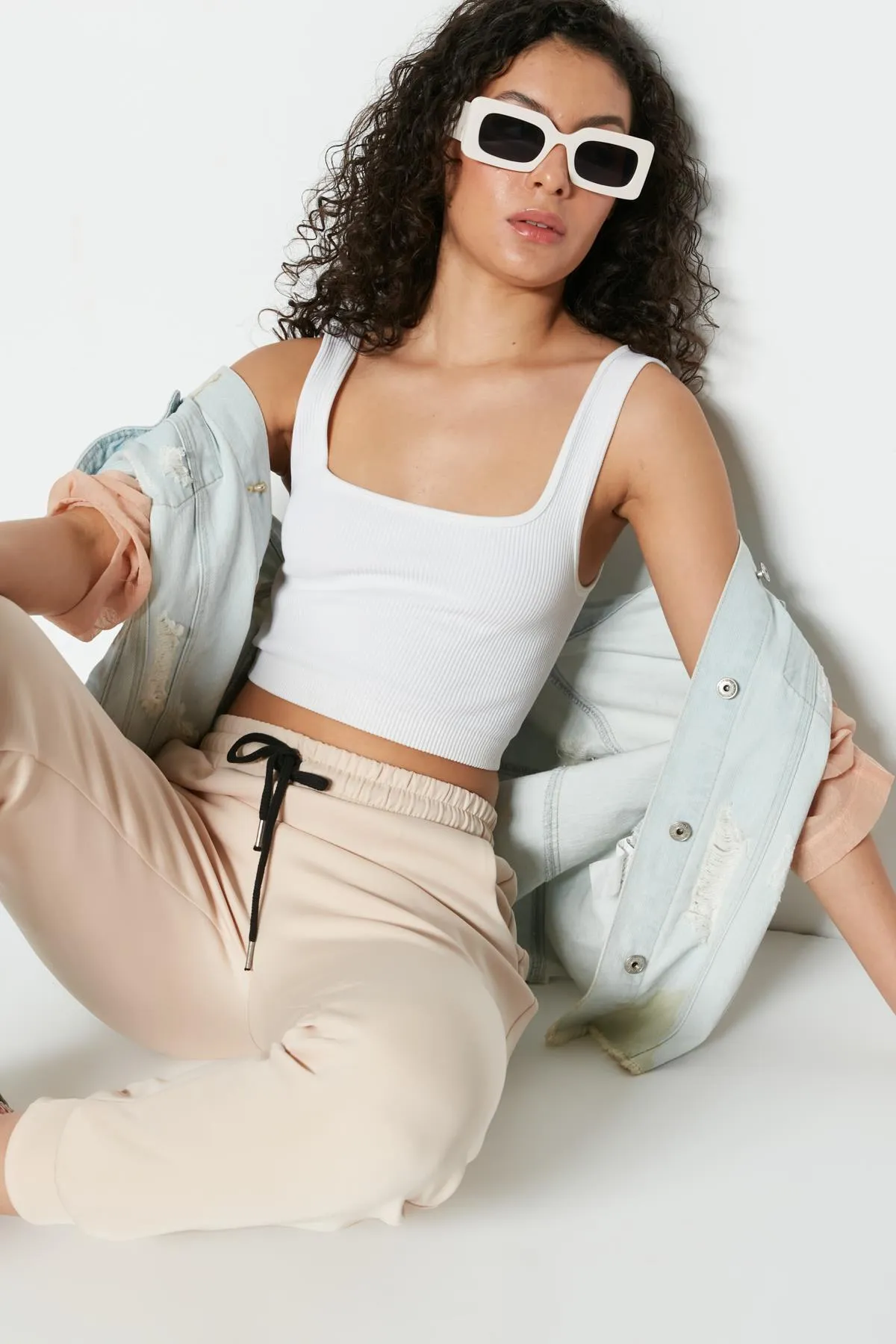 C&City  Jogginghose mit Bündchen am Bein 803 Creme