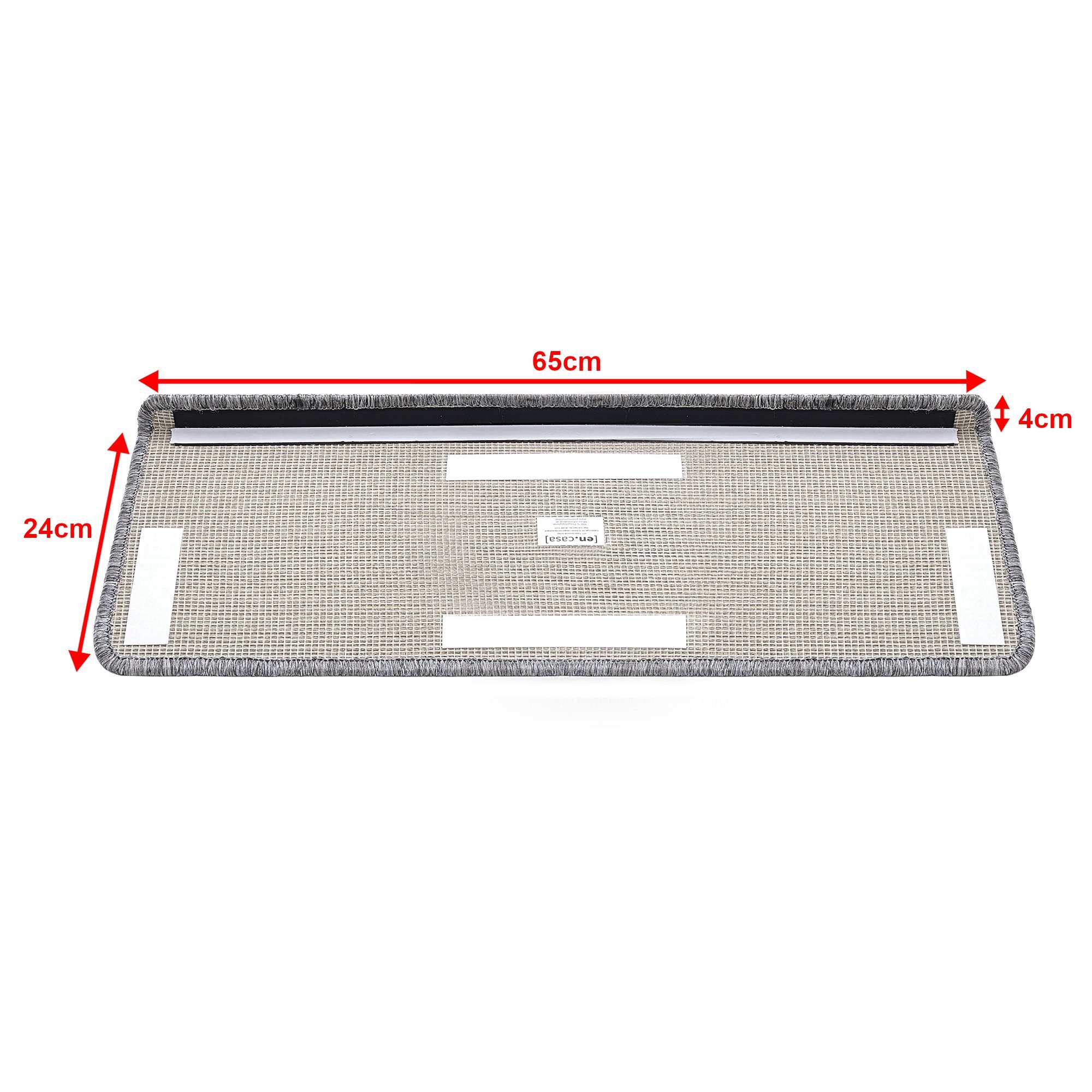 Stufenmatte, en.casa, rechteckig, 15er Set Treppenmatten rechteckig 65x24cm selbstklebend Hellgrau